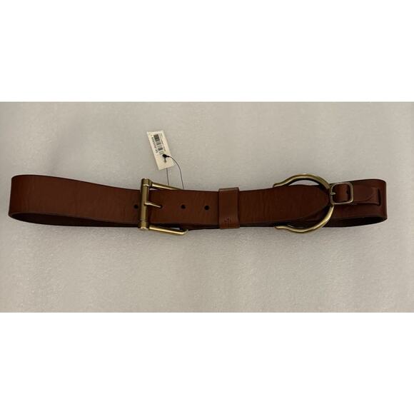 NWT Lauren Ralph Lauren Equestrian Western Brown Leather Belt D Ring M